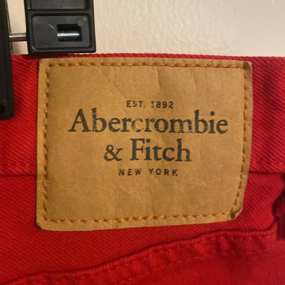 Abercrombie & Fitch Mens Red Denim Skinny Jean Size 36x32 - Picture 3 of 5